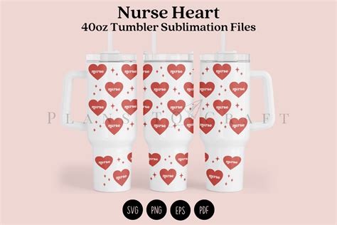 Nurse Heart 40oz Tumbler Wrap Svg Graphic By Planstocraft · Creative