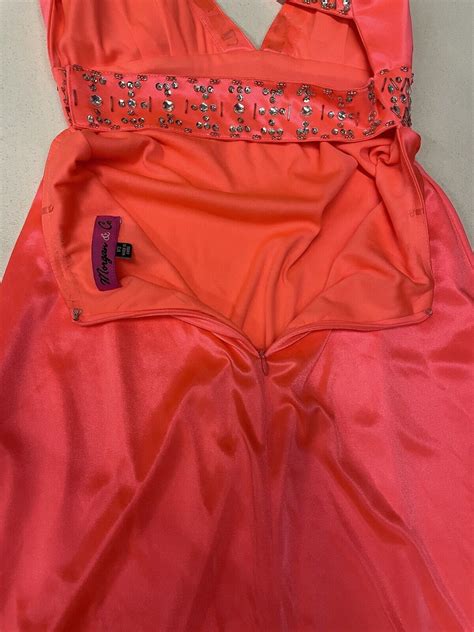 Satin Coral Backless Prom Homecoming Dress Size 2 Neo… - Gem