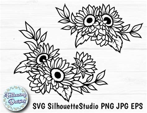 Sunflowers In Svg Sunflower Bouquets Floral Decoration Etsy