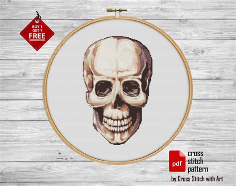 Skull Cross Stitch Pattern Anatomy Cross Stitch Skull Etsy