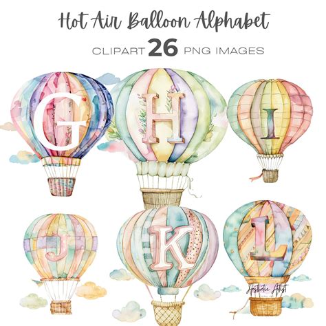 Hot Air Balloon Clipart Pastel Baby Shower Nursery Art Clipart Etsy