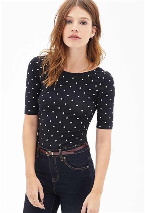 Lyst Forever Polka Dot Knit Top You Ve Been Added To The Waitlist