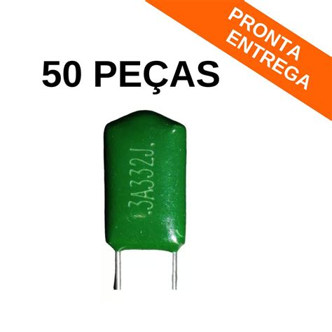 Kit 50 peças Capacitor Poliester Metalizado 3K3 3 3nF 1000V 332J