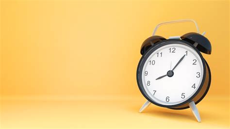 Premium Photo Black Alarm Clock On Yellow Background D Rendering