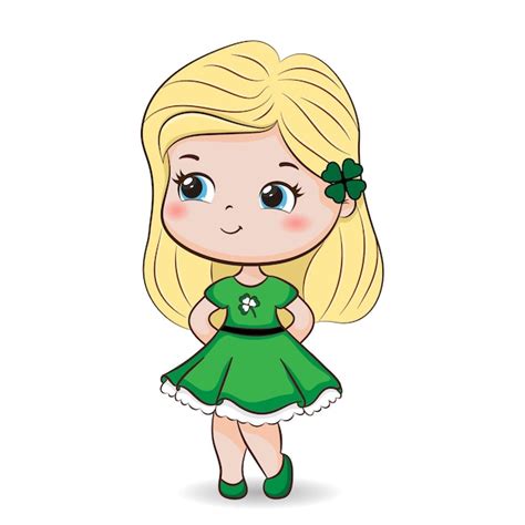 Niña rubia día de san patricio Vector Premium