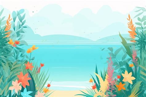 Premium AI Image Summer Background Illustration A Beautiful Beach