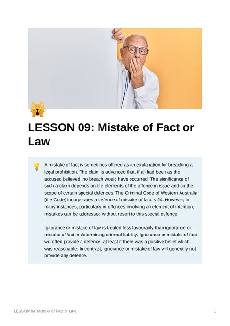 Lesson 09 Mistake Of Fact Or Law LESSON 09 Mistake Of Fact Or Law