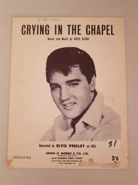 RARE OZ 1965 Sheet Music Crying In The Chapel By Elvis Presley EUR 15