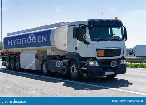 Truck With Hydrogen Tank Trailer Hydrogen Transportation Concept Stock