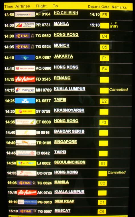 Asisbiz Flight Arival and Departure boards Suvarnabhumi Airport