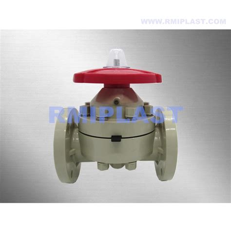 Pp Flanged Weir Type Diaphragm Valve Manual Operate Din Pn Dn Dn