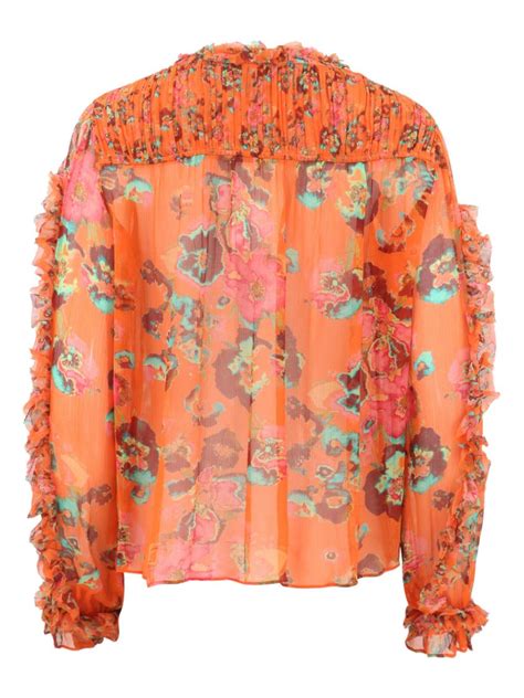 Ulla Johnson Andi Silk Blouse Orange Farfetch