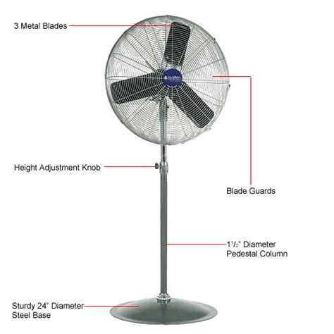 Global Industrial™ Aluminum 24 Industrial Pedestal Fan Oscillating