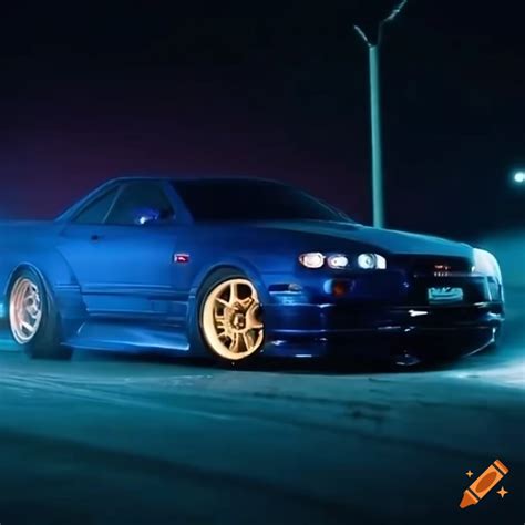 Intense Night Drift Race Between Nissan Skyline R34 Gtr And Mk4 Supra