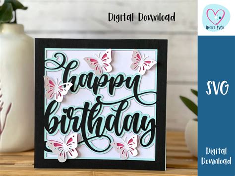 Butterfly Happy Birthday Card Svg Birthday Celebrations Cricut Cut Out