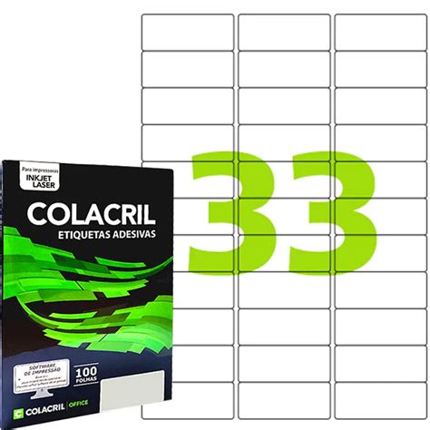 Etiqueta Adesiva A4 Colacril CA4356 3300 Etiquetas 25 4x63 5mm Lupel