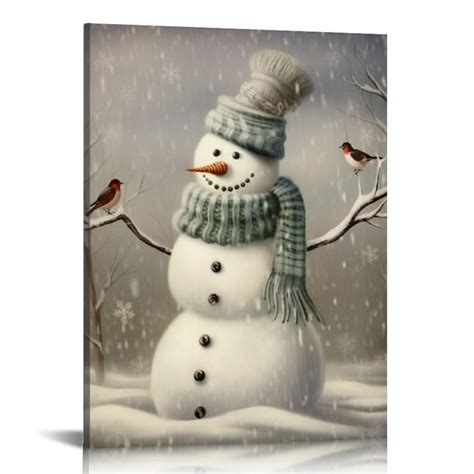 D03GENHSY Snowman Christmas Time Canvas Wall Art Posters Gifts Bedroom