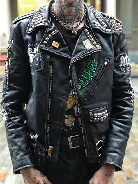 Vintage Punk Leather Studded Moto Jacket Etsy Leather Jacket Outfit