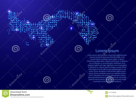 Panama Map From The Contour Blue Brush Lines Different Thickness And