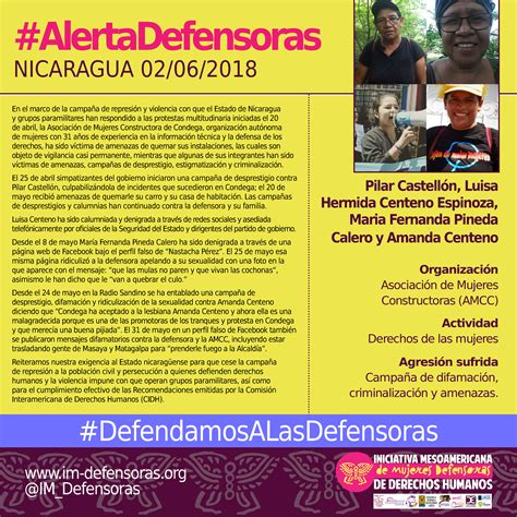 AlertaDefensoras NICARAGUA Difamación criminalización y amenazas