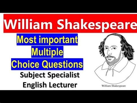 William Shakespeare Important Mcqs Tgt English Youtube