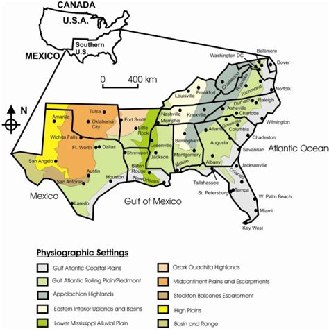 Map of southeast USA with cities - Southeast US map with cities ...