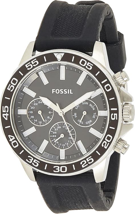 Amazon Fossil Bannon Multifunction Black Silicone Watch Clothing