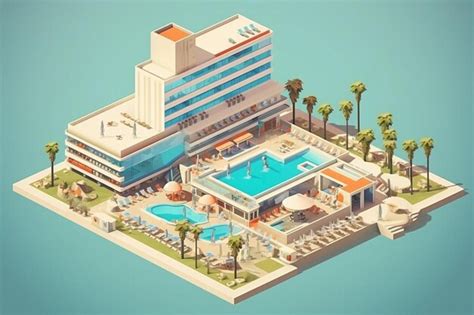 Premium Photo Luxury Hotel Buildings Isometric Composition