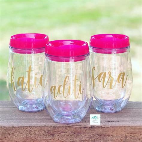 Stemless Acrylic Wine Tumbler Plastic Wine Tumbler Etsy Acrylic