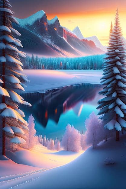 Premium Ai Image Beautiful Magical Winter Wonderland Landscape