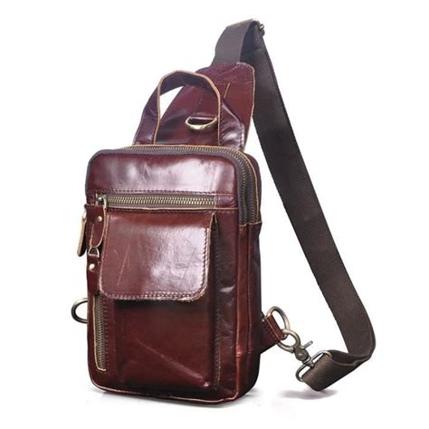 Sac banane en cuir de vache véritable pour homme Design Triangle de