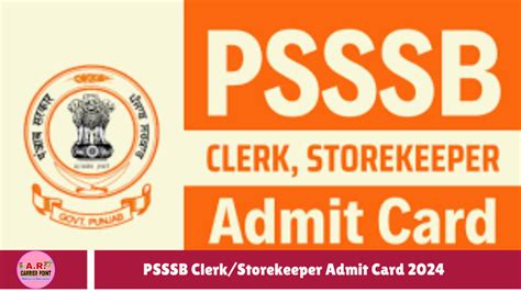 PSSSB Clerk Storekeeper Admit Card 2024 AR Carrier Point