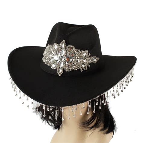 Rhinestones Fringe Glittered Cowboy Hat Wholesale