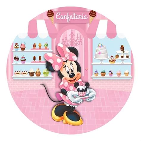 Painel Redondo Confeitaria Minnie X Veste F Cil