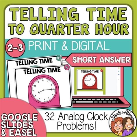 Telling Time Task Cards Clock Fluency To The Quarter Hour Short