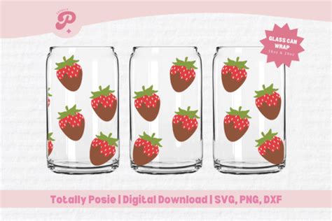 Chocolate Strawberry Glass Can SVG Graphic By Totally Posie Creative