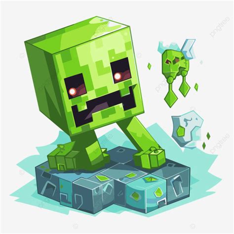 Minecraft Creeper Vector Sticker Clipart Creeper On Top Of Pieces Of