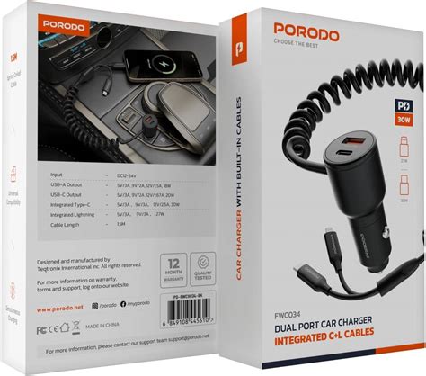 porodo  car charger pd  dual ports usb cusb  output