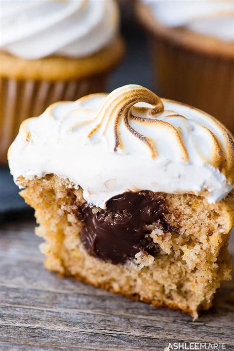 S Mores Cupcakes Marshmallow Topped Ganache Filled Graham Cracker