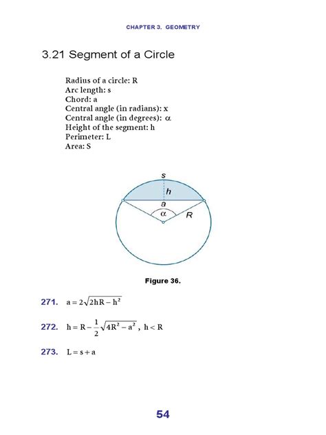 Geometry Formulas for Segments of a Circle, Cubes, and Rectangular Parallelepipeds | PDF