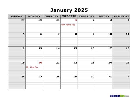 2025 Monthly Calendar With Daily Notes Free Printable Templates