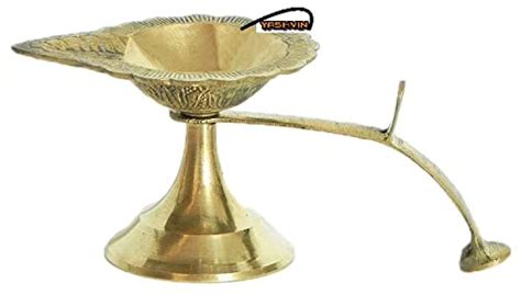 Buy VEENA Aarti Diya With Handle Brass Akhand Diya For Puja Heavy