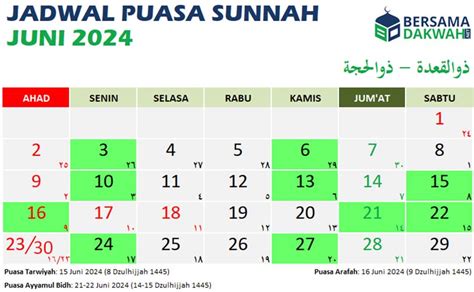 Jadwal Puasa Sunnah Juni 2024 BersamaDakwah