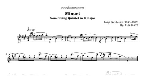 Minuet From String Quintet In E Major L Boccherini Free Flute