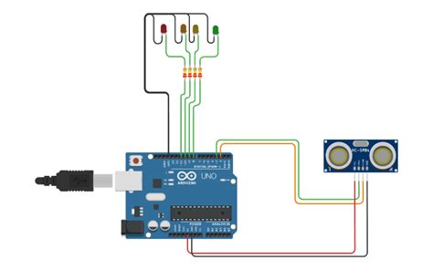 Circuit Design Sensor De Distancia Tinkercad