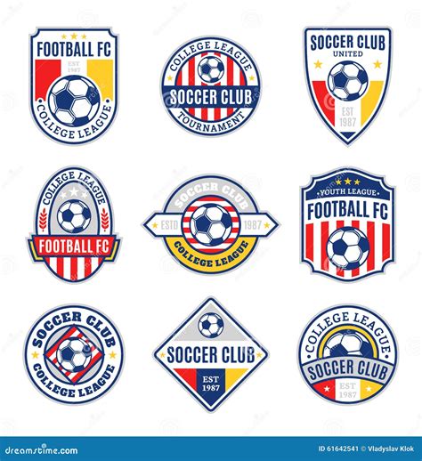 Set Of Soccer Football Club Logo Stock Vector Illustration Of