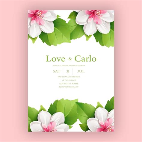 Premium Vector Vector Wedding Invitation With Beautiful Flower Design