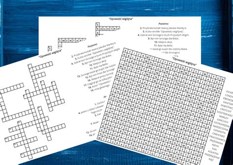 OPOWIEŚĆ WIGILIJNA krzyżówka wykreślanka lektury obowiązkowe kl