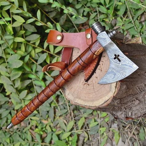 Hand Forged Damascus Steel Hatchet Tomahawk Hunting Viking A Inspire