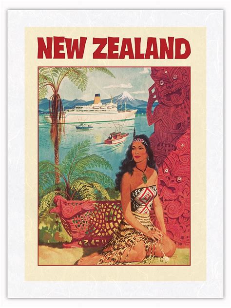 New Zealand M Ori Native Whakairo Carving Vintage Ocean Liner